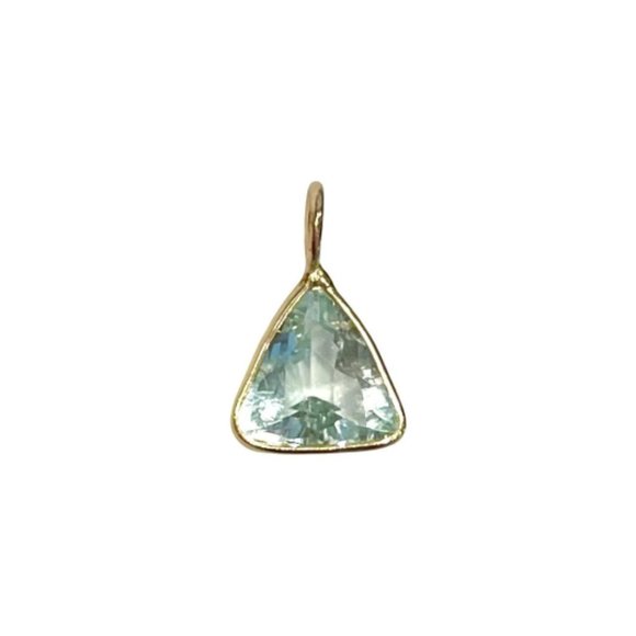 Solid 14k yellow Gold Aquamarine Pendant Charm 13 x 8 mm. - Picture 3 of 4